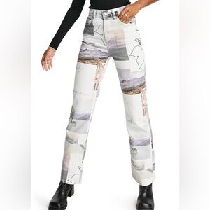 Topshop Kort Postcard Print Nonstretch Jeans in Size 32
